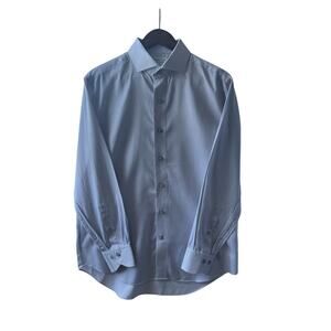 Lorenzo Uomo Men's Textured Check Regular Fit Dress Shirt Spread Collar 32/33